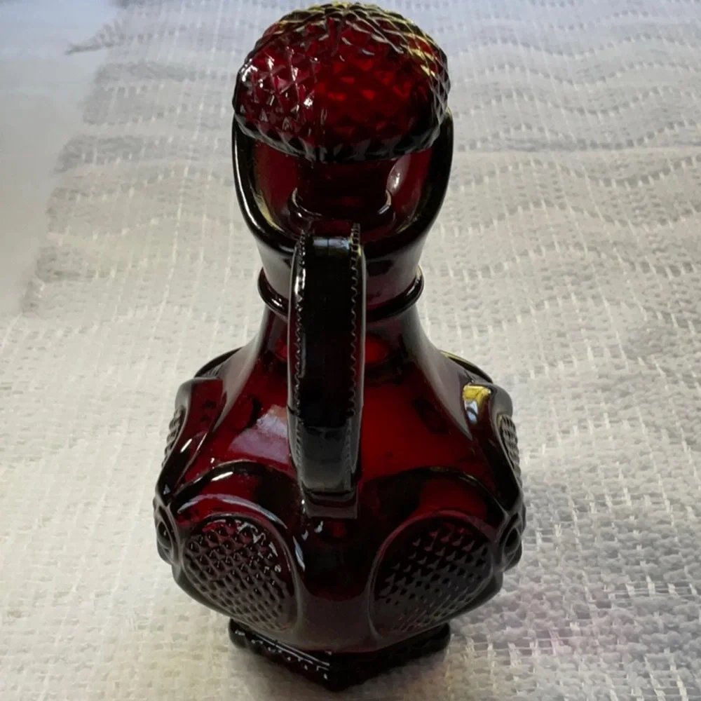Vintage Avon 1876 Cape Cod Ruby Red Footed Cruet with Stopper